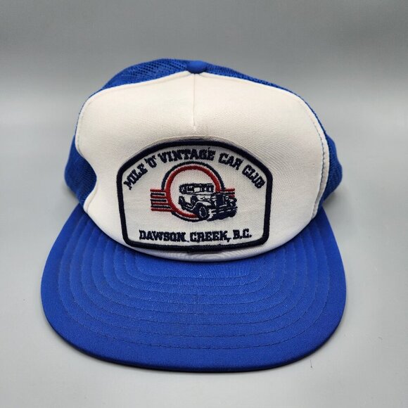 Mile 0 Vintage Car Club Trucker Hat Adjustable Mesh Blue Vintage - Picture 1 of 11